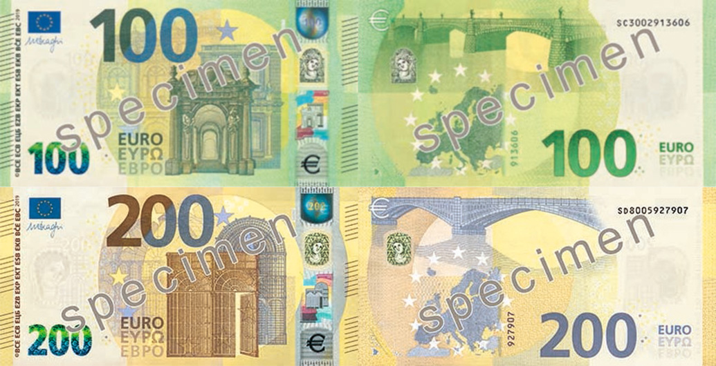 新しい100, 200ユーロ (EUR) 紙幣の流通が始まりました